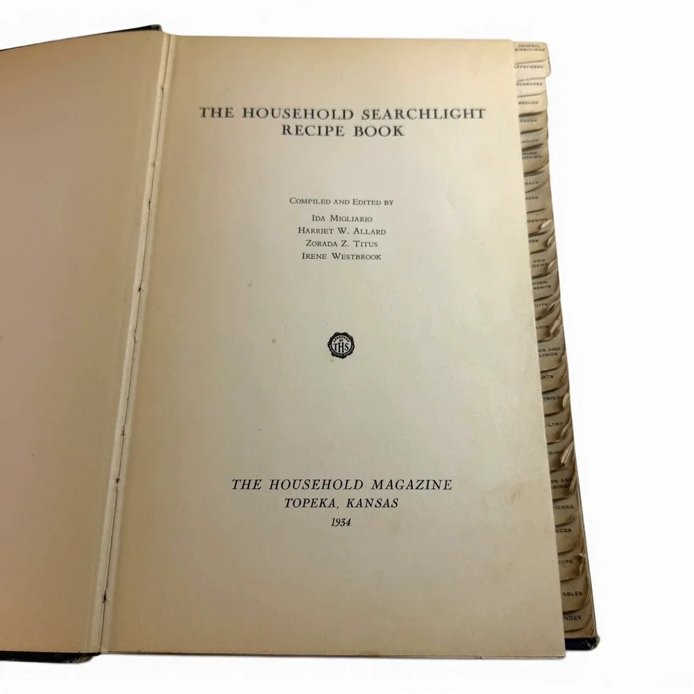 1934 The Household Searchlight Recipe Book Vintage Cookbook Handwritten Recipes